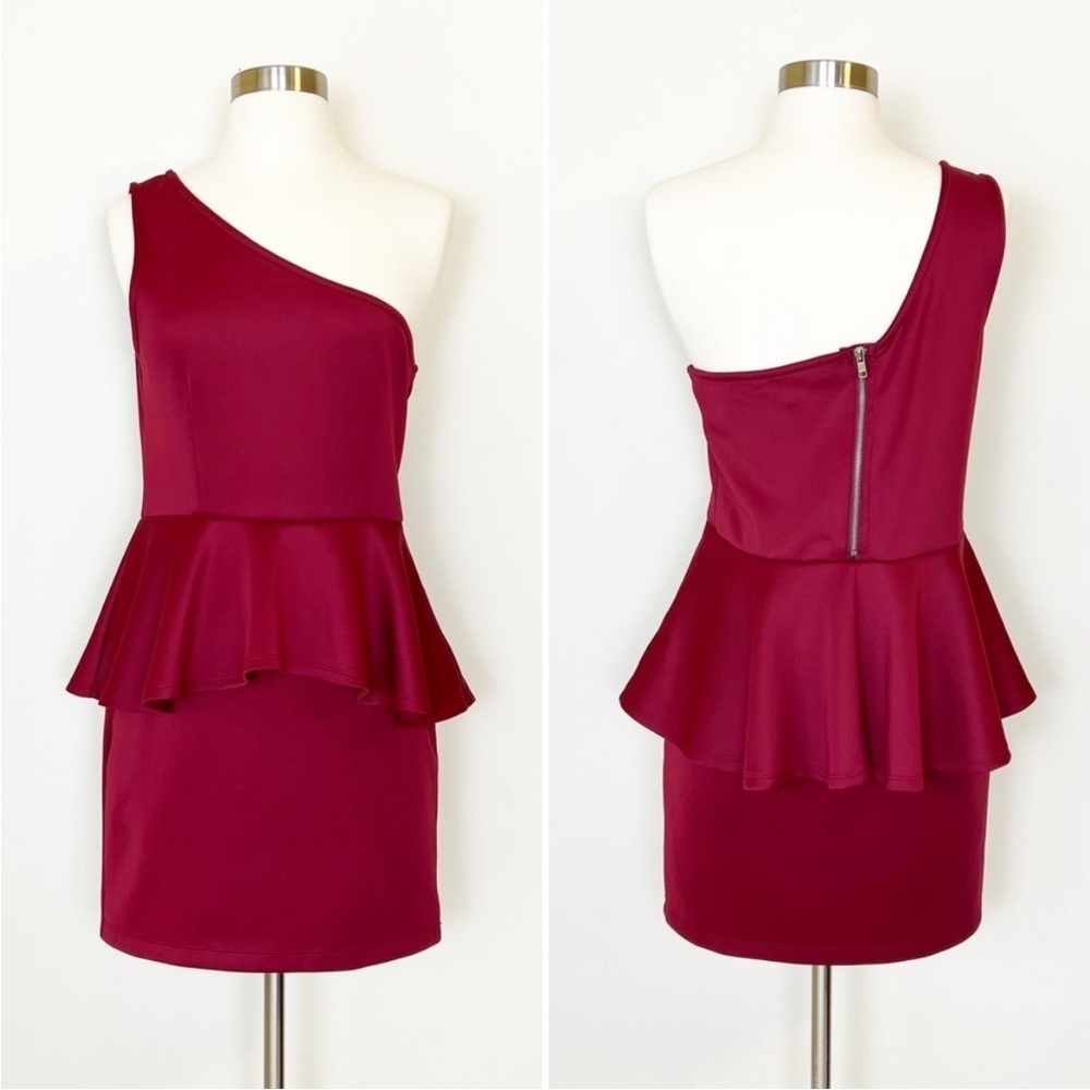 NWT! Lovers + Friends Peplum One Shoulder Bodycon Sheath Dress - Picture 2 of 10
